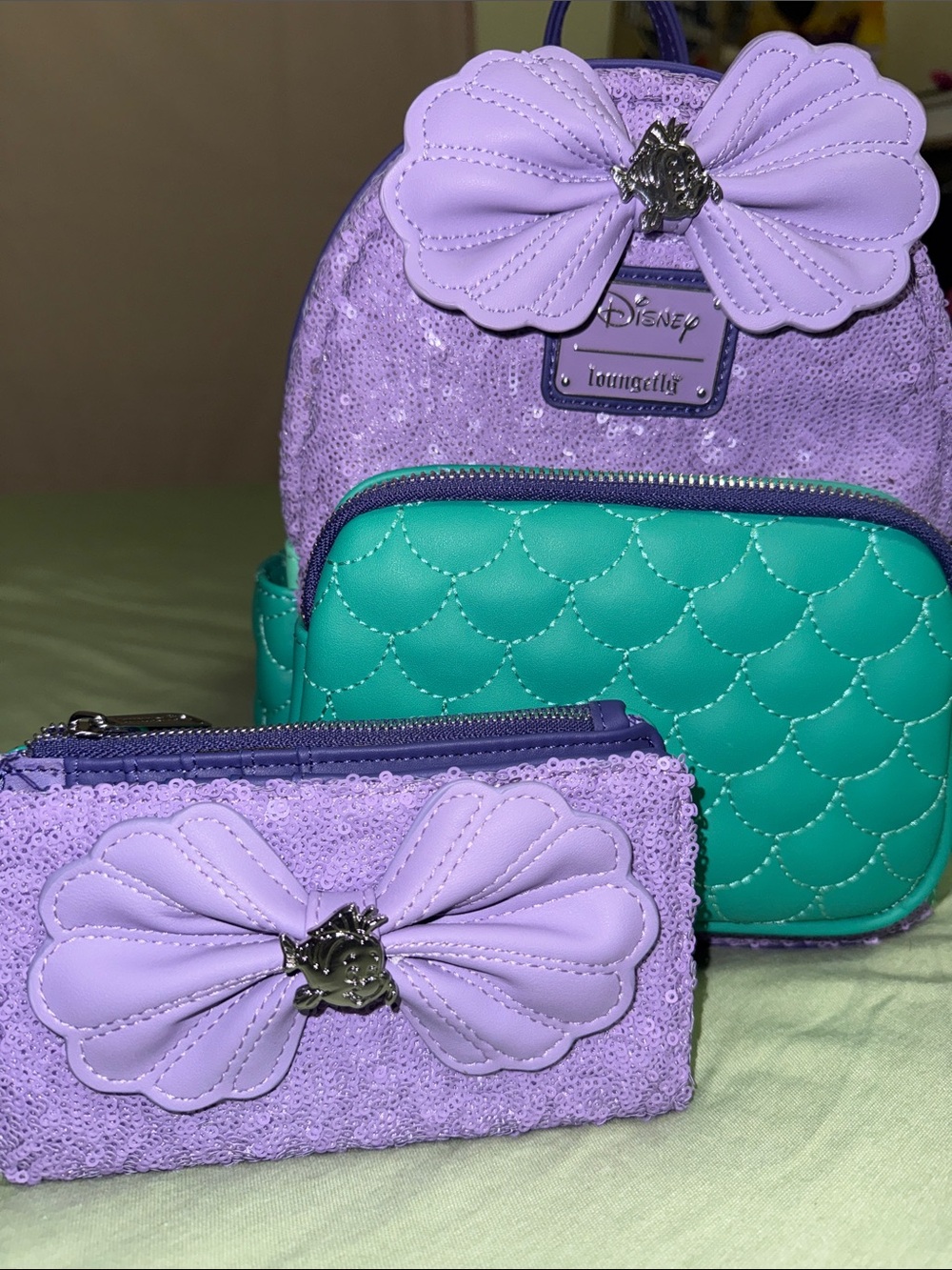 Loungefly Disney Little Mermaid Mini Backpack with Matching Wallet
